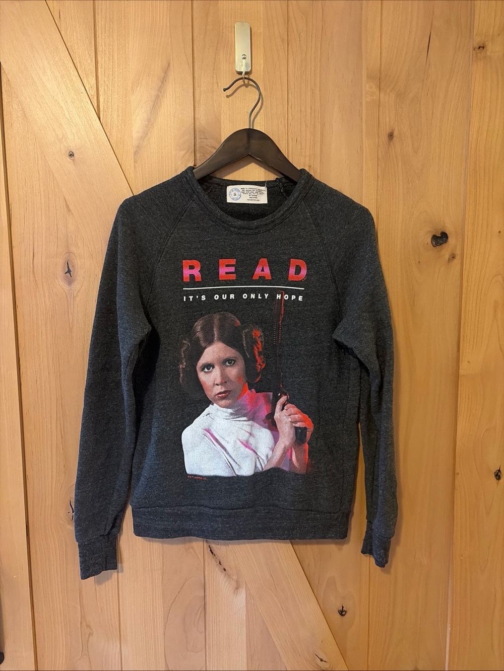 Star Wars Out Of Print Princess Leia Read Its Our Only Hope Sweatshirt Gray S